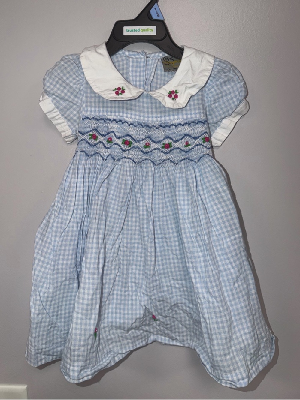 Blue Gingham Smocked Dress